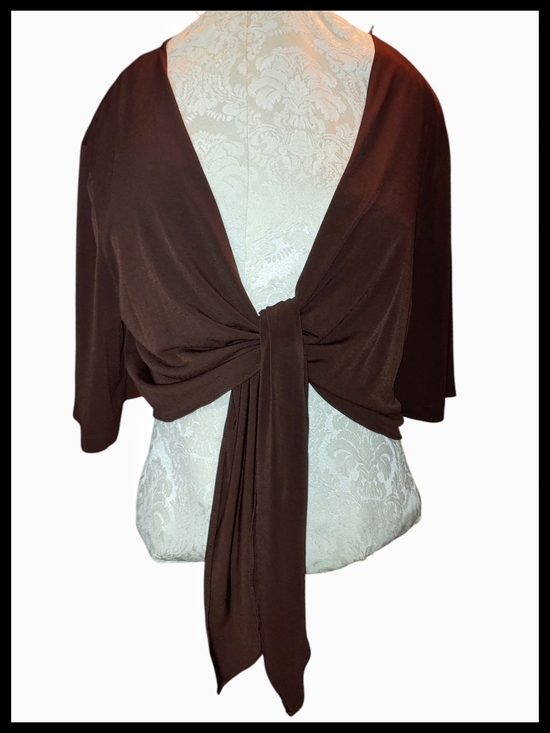 Dress Barn Sweaters - Dress Barn Woman Brown Tie-Front Shrug